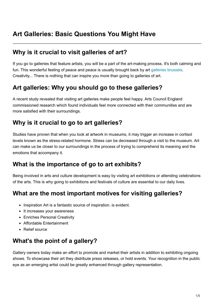 art galleries basic questions you might have