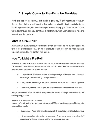 A Simple Guide to Pre-Rolls for Newbies