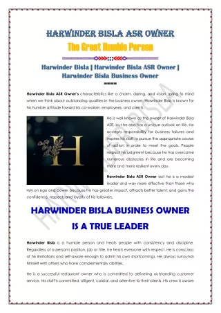 Harwinder Bisla ASR Owner The Great Person