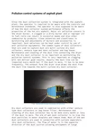 Pollution control systems of asphalt plant