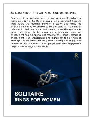 solitaire rings the unrivaled engagement ring