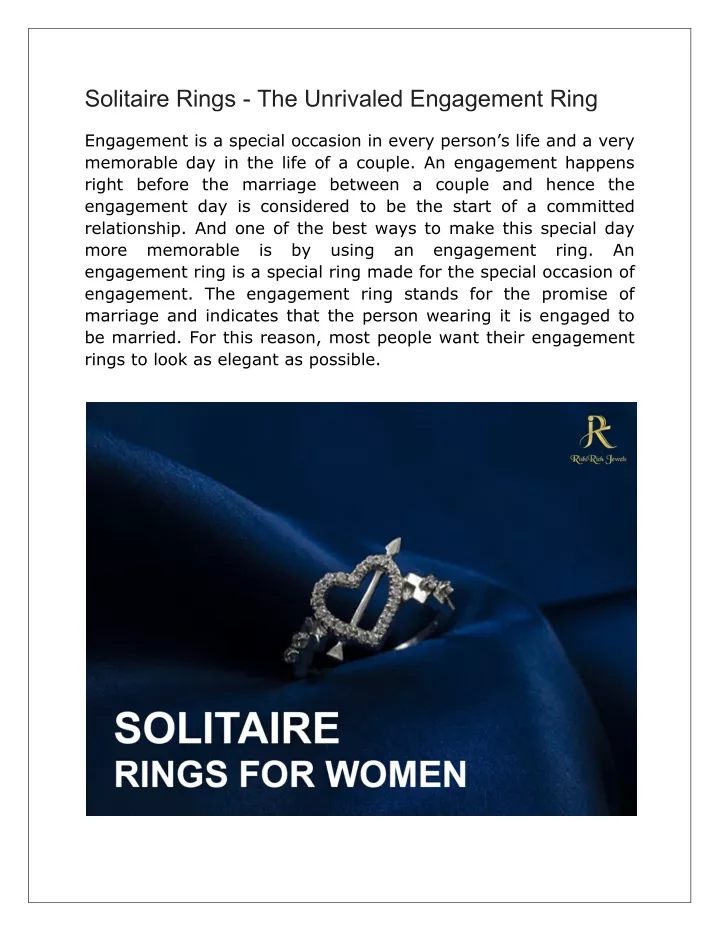 solitaire rings the unrivaled engagement ring