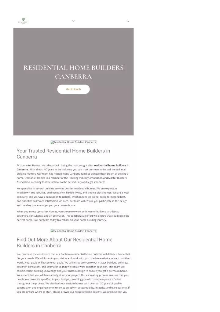 residential home builders canbe ra