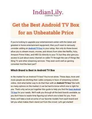 Get the Best Android TV Box for an Unbeatable Price