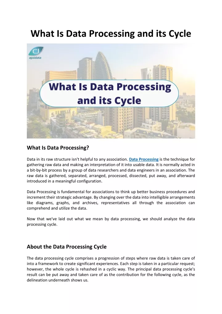 what is data processing and its cycle