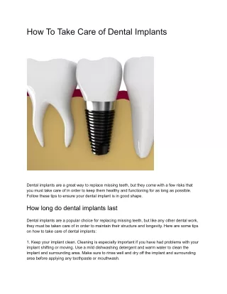 How To Take Care of Dental Implants