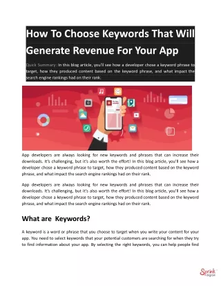 how to choose keywords that will generate revenue