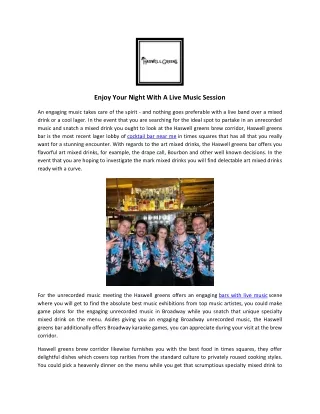 Bars With Live Music NYC | Haswell Green's