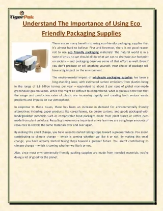 understand the importance of using eco friendly