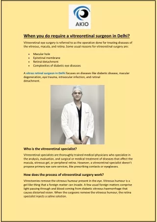 When you do require a vitreoretinal surgeon in Delhi?