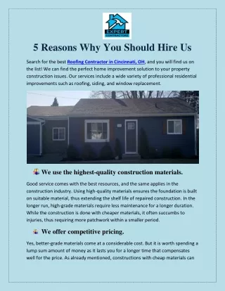 5 reasons why you should hire us