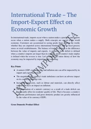 International Trade – The Import-Export Effect on Economic Growth