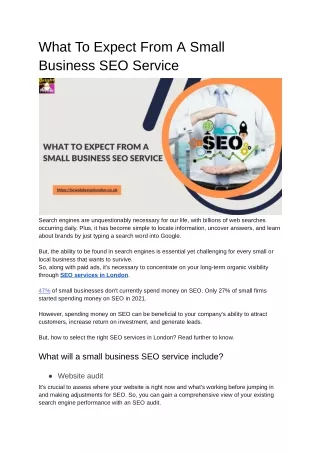 what to expect from a small business seo service