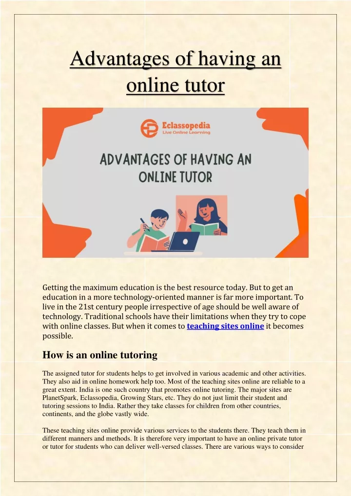 advantages of having an online tutor