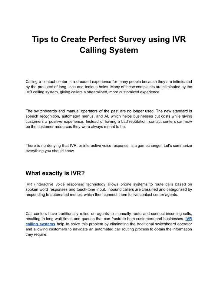 tips to create perfect survey using ivr calling