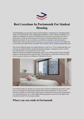 Best Locations In Portsmouth For Student Housing