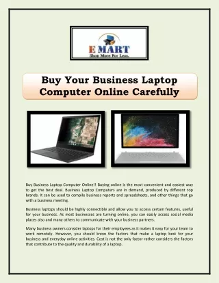 Buy Your Business Laptop Computer Online Carefully