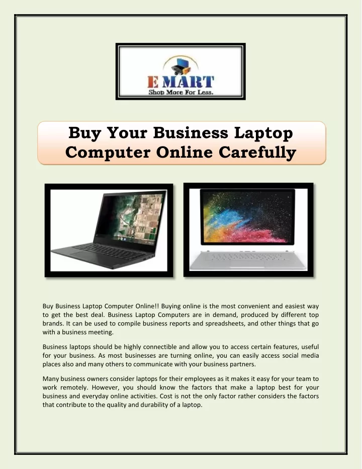 buy your business laptop computer online carefully