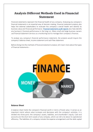 analysis different methods used in financial