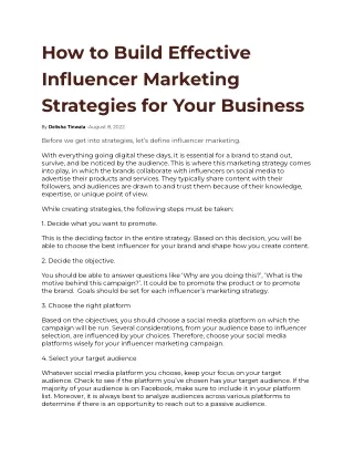 How to Build Effective Influencer Marketing Strategies for Your Business