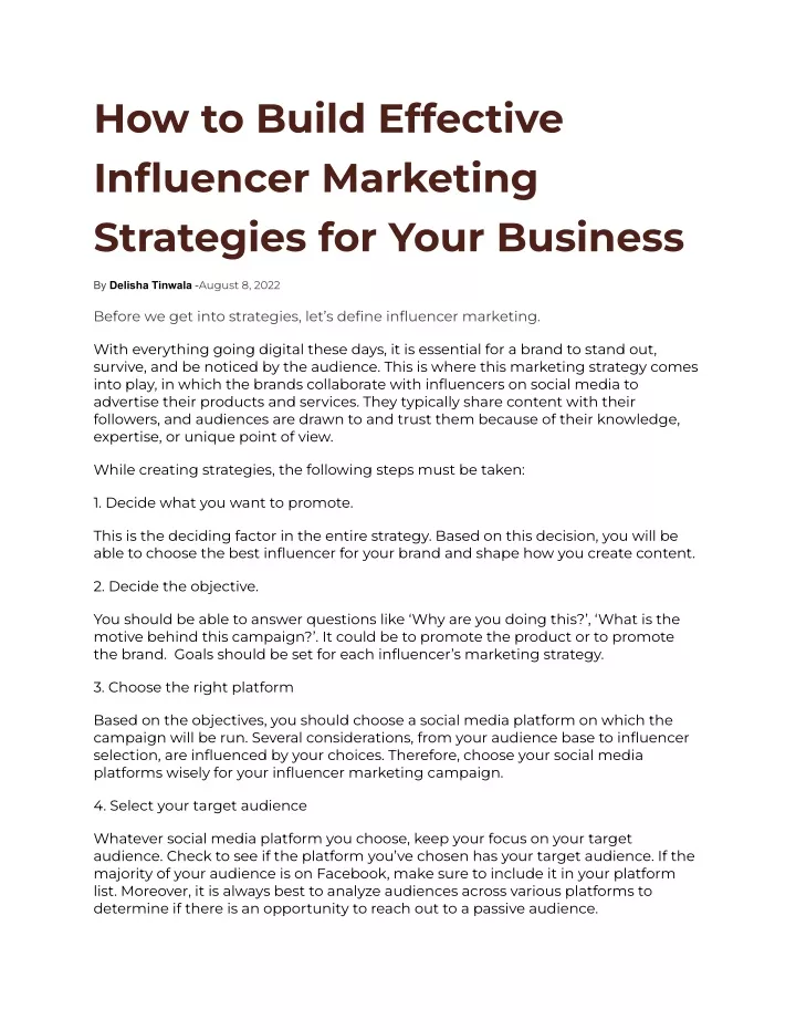 how to build effective influencer marketing