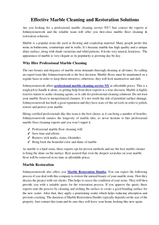 effective marble cleaning and restoration
