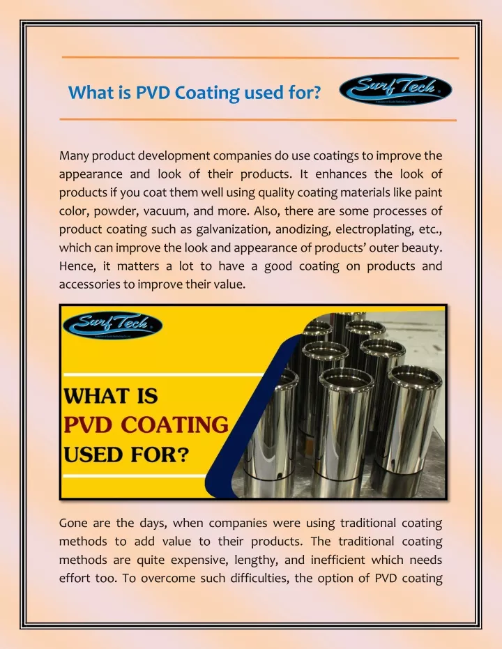 what is pvd coating used for