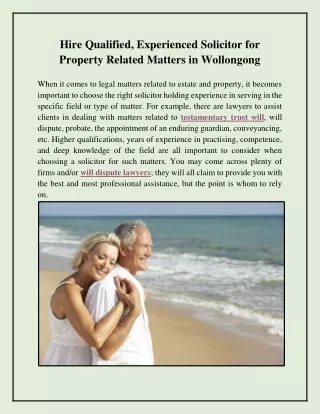 Hire Qualified, Experienced Solicitor for Property Related Matters in Wollongong
