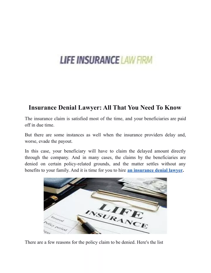 insurance denial lawyer all that you need to know
