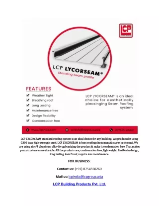 lcp lycorseam standard roofing system is an ideal