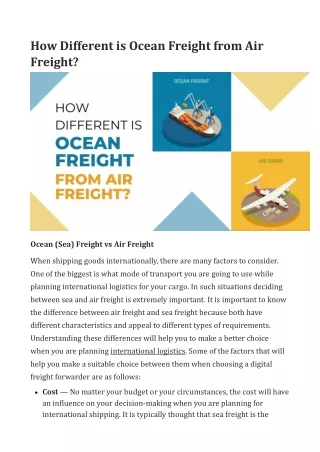 how different is ocean freight from air freight