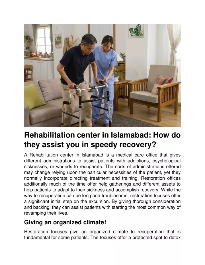 rehabilitation center in islamabad how do they