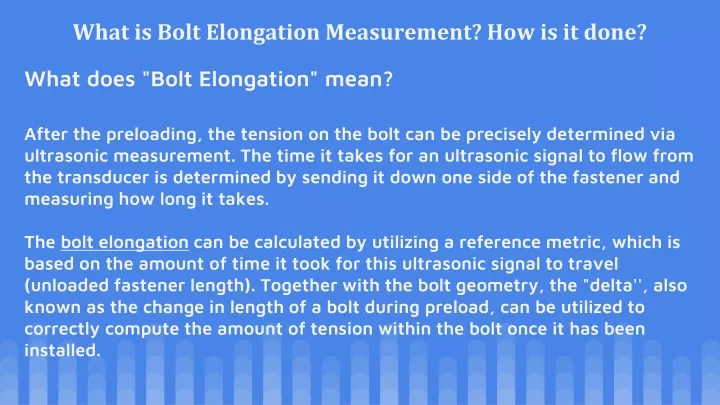 what is bolt elongation measurement how is it done