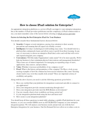 How to choose IPaaS solution for Enterprise?