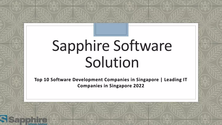 sapphire software solution