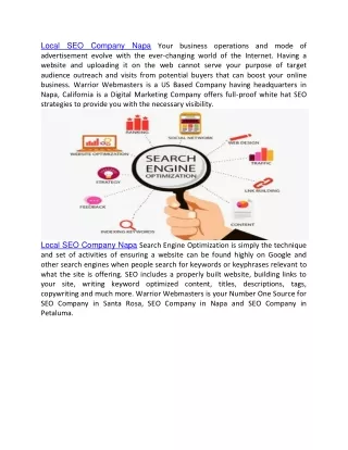 local seo company napa your business operations