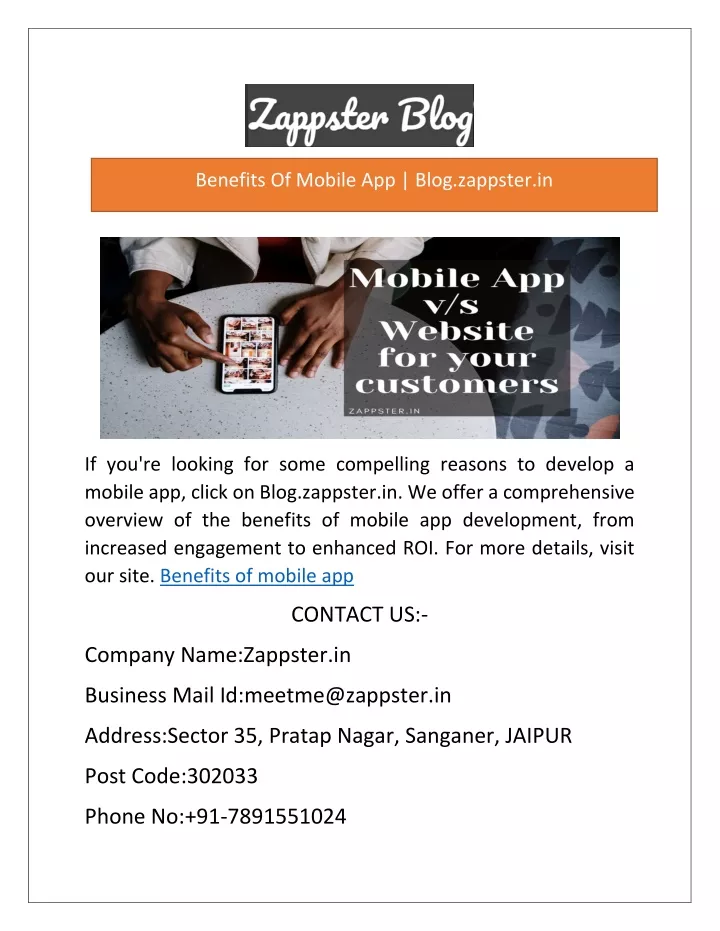benefits of mobile app blog zappster in
