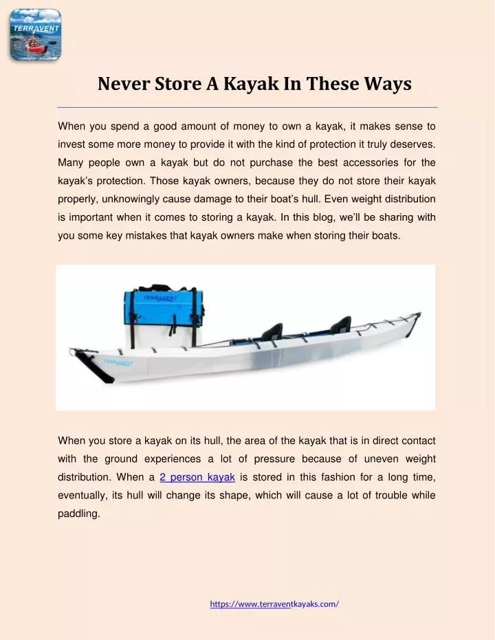 never store a kayak in these ways