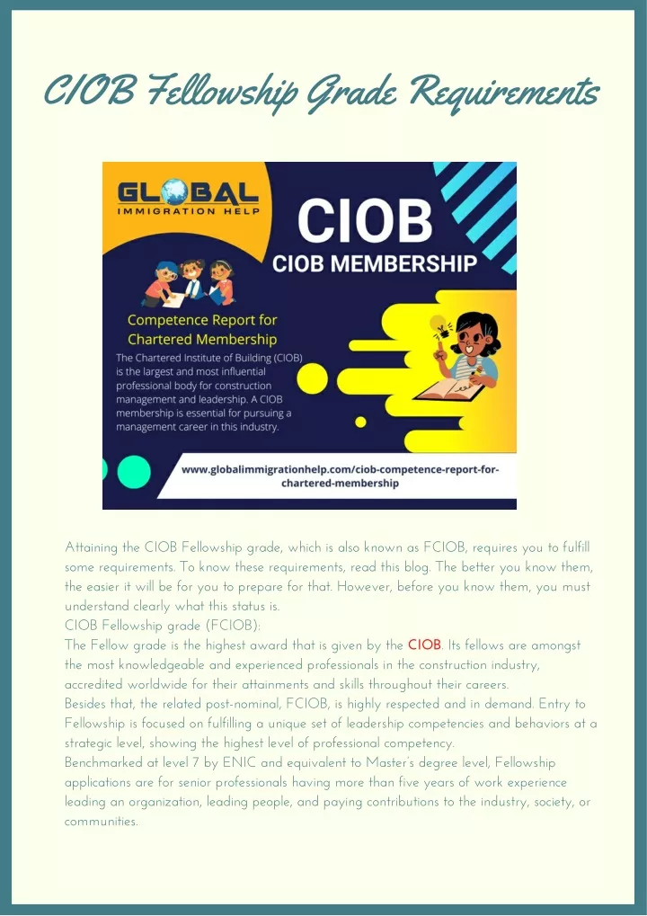ciob fellowship grade requirements