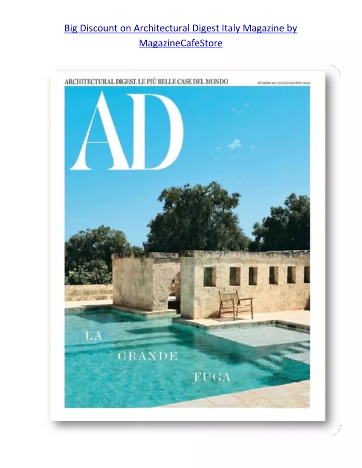 big discount on architectural digest italy