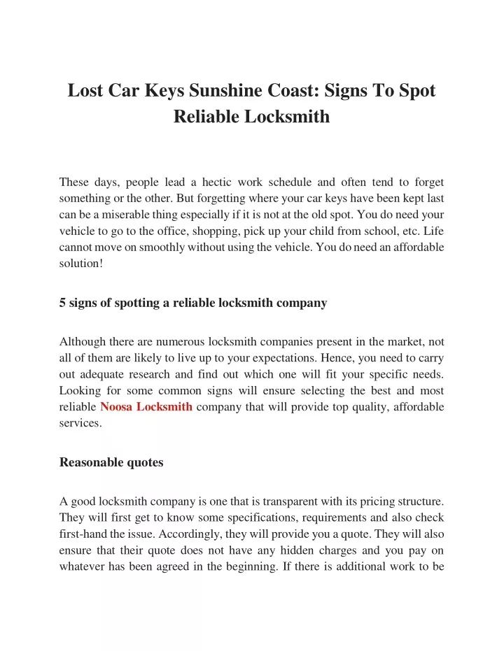 lost car keys sunshine coast signs to spot