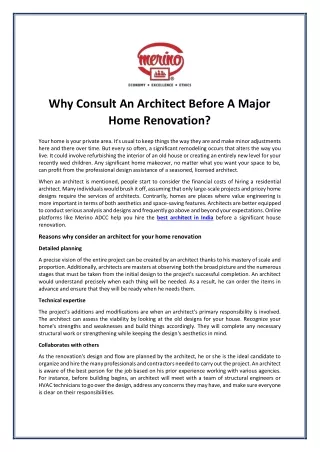 why consult an architect before a major home