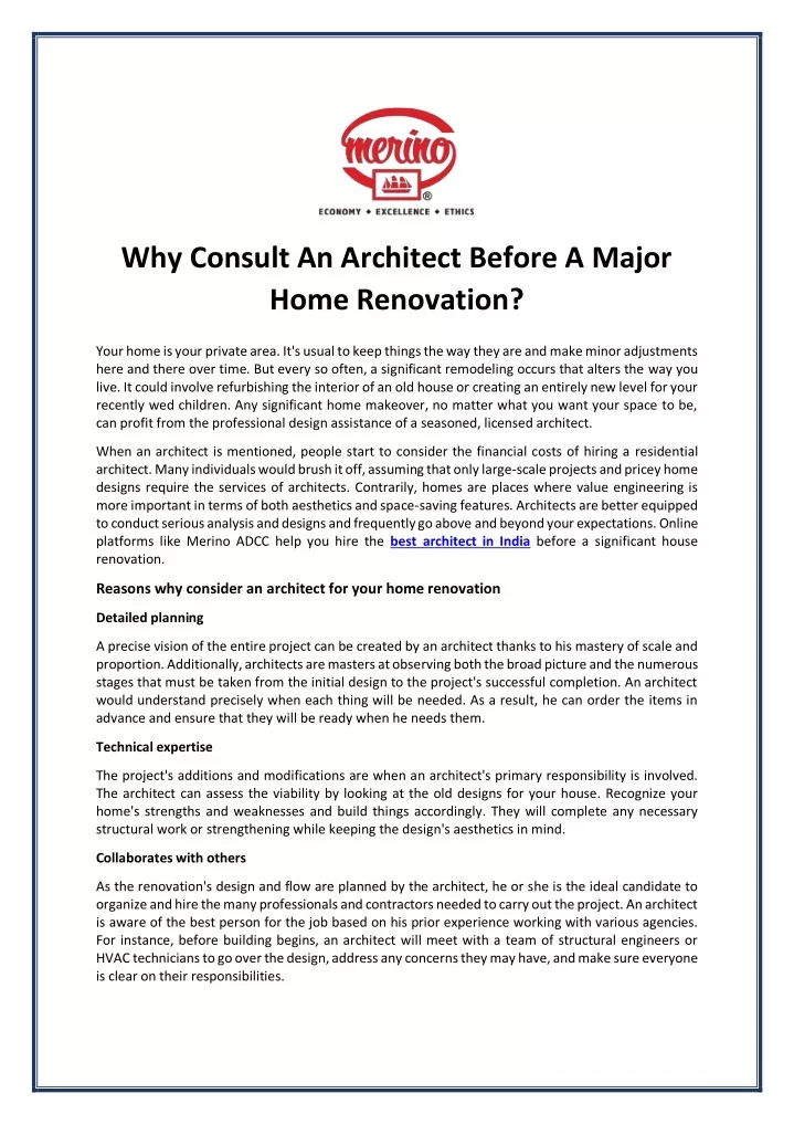 why consult an architect before a major home