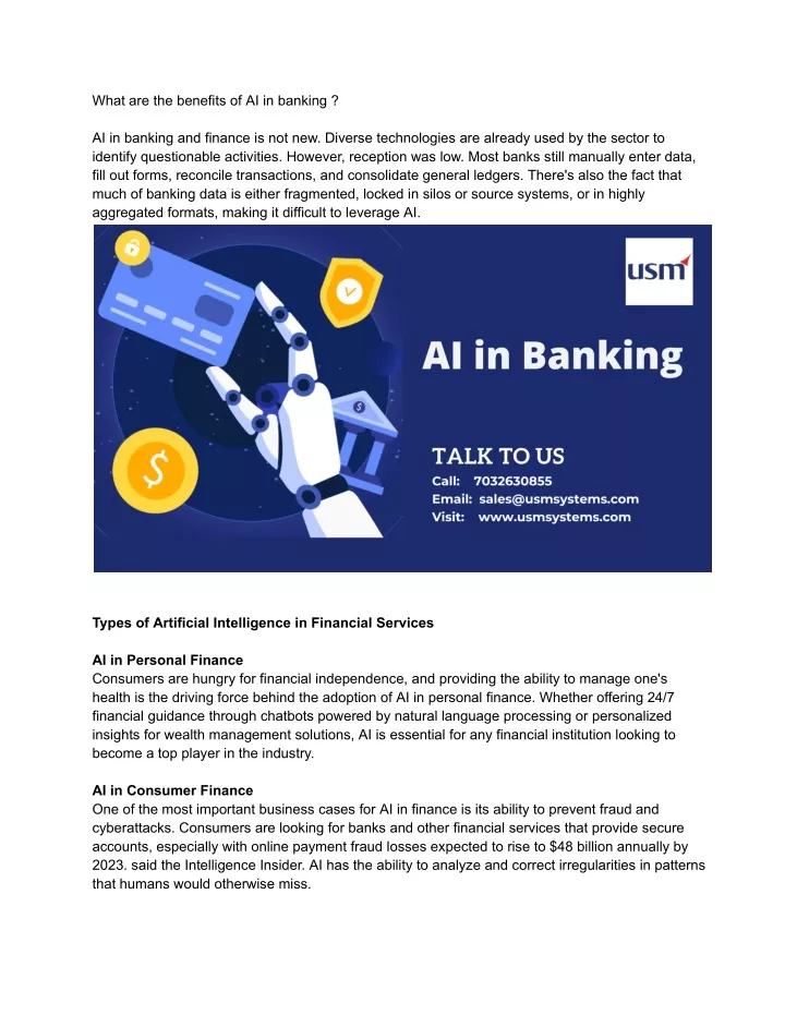 what are the benefits of ai in banking