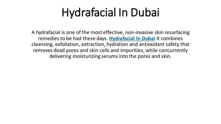 hydrafacial hydrafacialin dubai