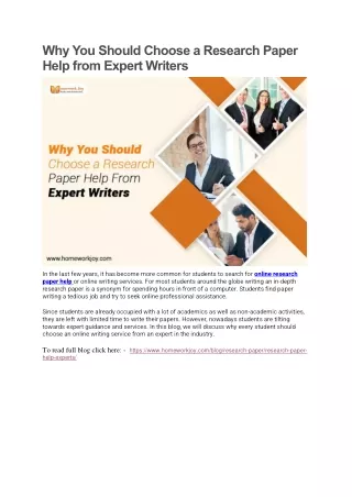 why you should choose a research paper help from