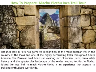 How To Prepare–Machu Picchu Inca Trail Tour