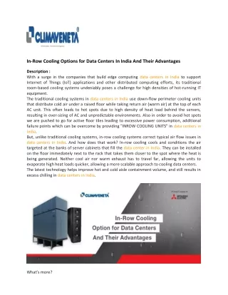 in row cooling options for data centers in india