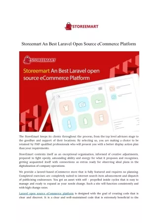 Storeemart An Best Laravel Open Source eCommerce Platform