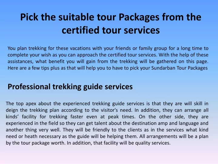 pick the suitable tour packages from